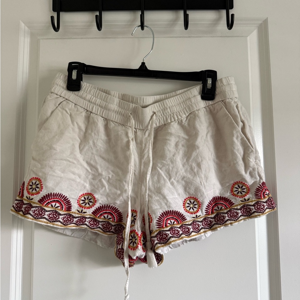LOFT Embroidered Cream Women's Shorts